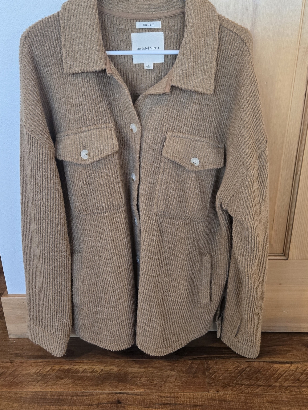 Thread & Supply Camel Tan Ribbed Teddy Shacket